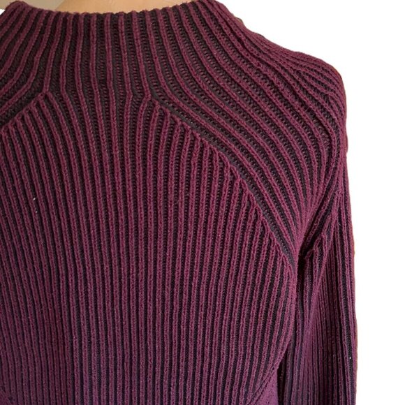 NWOT Athleta Rockland Sweater Aubergine/ Eggplant & Black textured, ribbed S - Picture 6 of 10